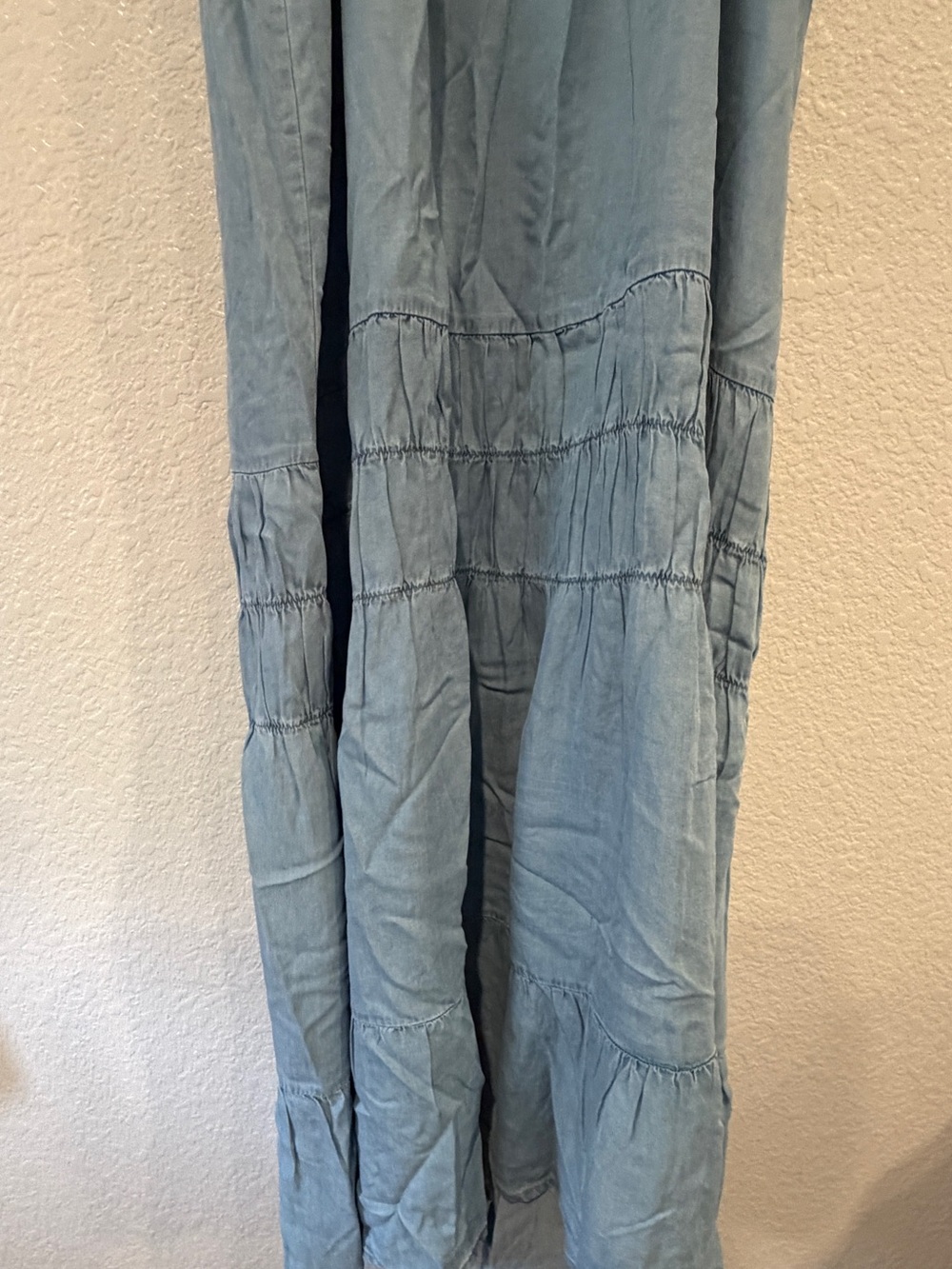 Blu Pepper Light Blue Chambray Tiered Maxi with Tie Straps LIKE NEW SIZE L - Picture 11 of 12